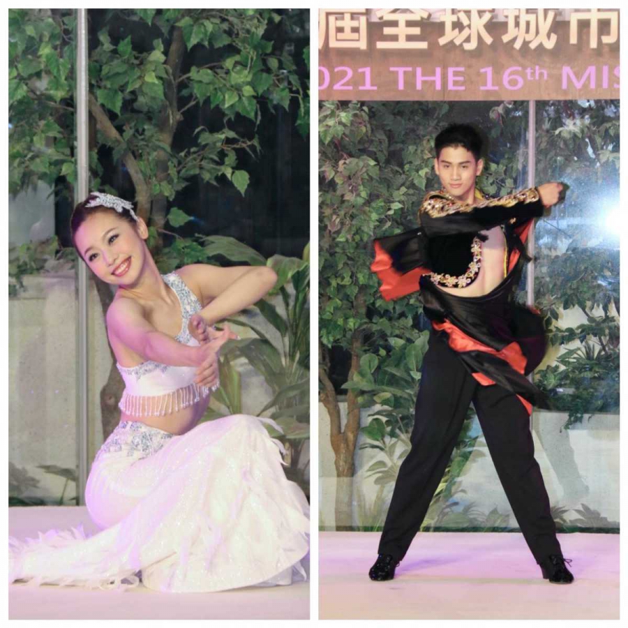 林士烜(右)在選拔賽上表演國標舞，獲得滿堂釆，左為参賽選手江姿霖。(圖片提供/中華全球城市選拔協會)